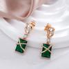 Luxury Square Green Natural Zircon Drop Earrings For Women  Rose Gold White Stone Daily Easy Matching Fine Jewelry Gift