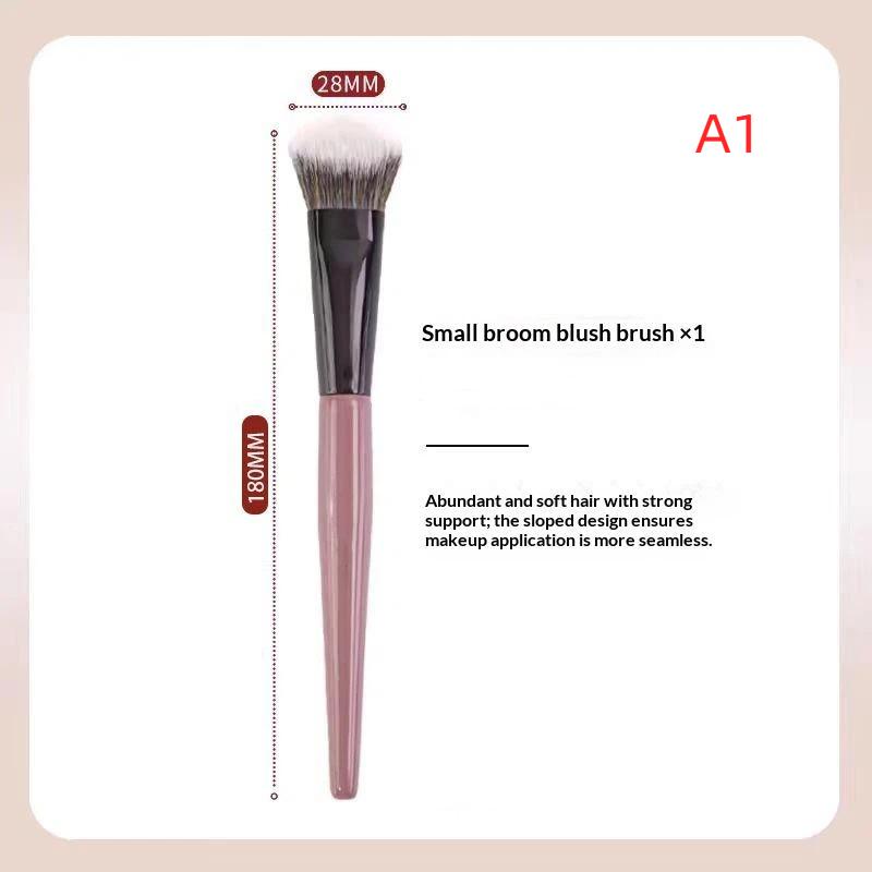 Angled Slope Blush Brush Fluffy Bristles 1 Piece Portable For Cream Powder Liquid Blush Travel Makeup Kit A1