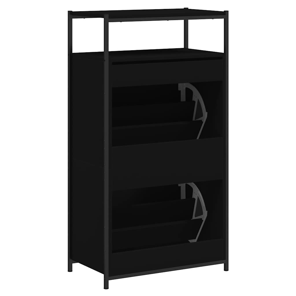 Vidaxl Shoe Cabinet, Black, 60X34X112 Cm, Wood-Based Material