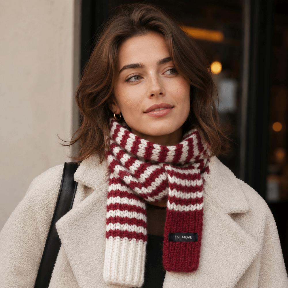 Lightweight Winter Warm Scarf Striped Pattern Neck Scarf Vintage Knitted Long Scarf Winter