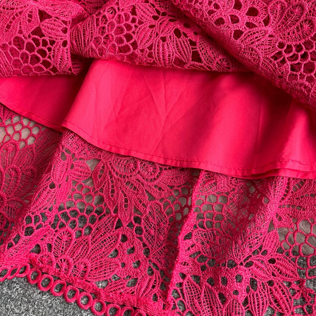 Elegant Lace Hollow Out Long Dresses Women's Holiday Short Sleeve Cape Embroidery Evening Party Summer Dress
