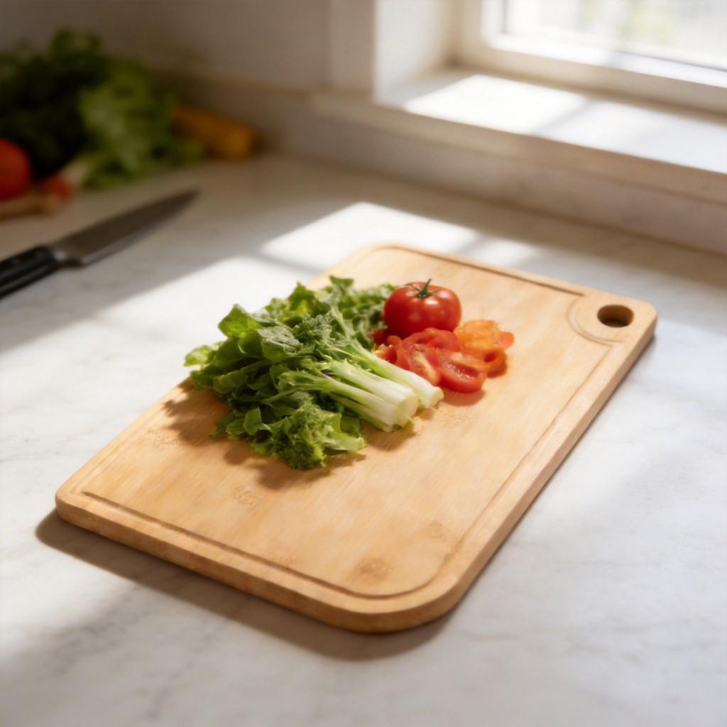 Modern Bamboo Cutting Board With Doublesided Design For Home Cooking Preparation