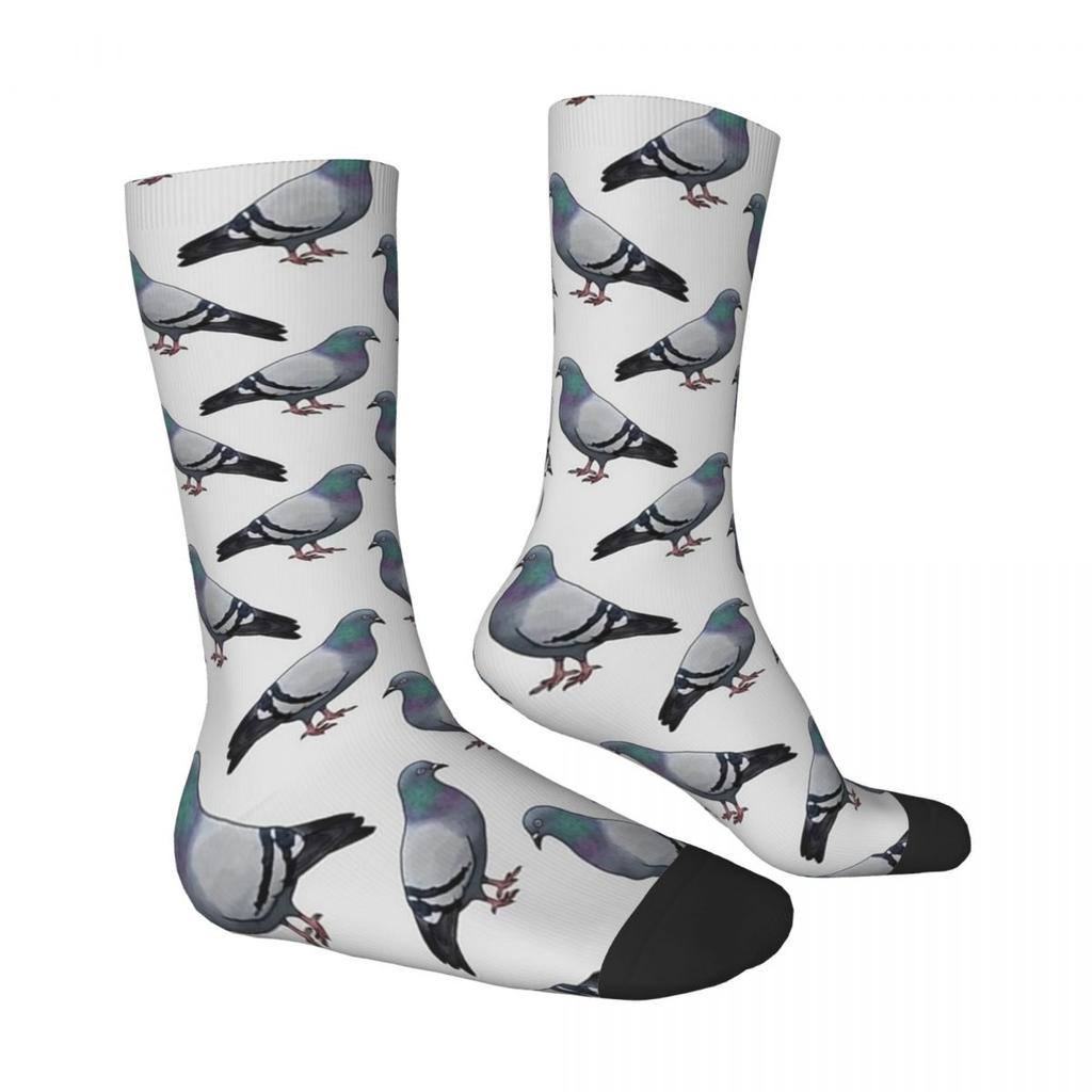 Pigeon Walk Stockings Grey Background Custom Fashion Socks Autumn Anti Bacterial Socks Men's Running Sports Breathable Socks