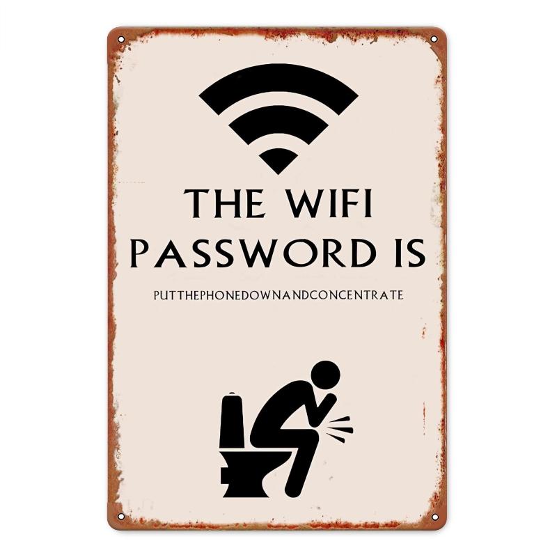 Retro WiFi Password Reminder Metal Sign - Humorous 12x8-inch tin wall art with Wi-Fi icon and put your phone down 20X30CM