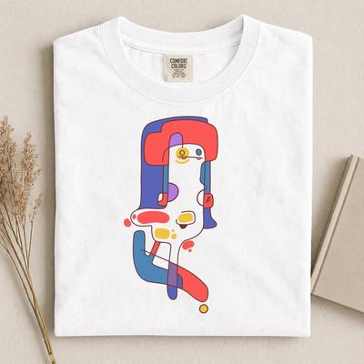 Abstract Face Line Art Shirt and Kids Tshirt, Minimalist Colorful Portrait Tee, Modern Artistic Graphic T-Shirt and Kids Tshirt