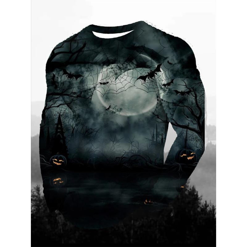 3D Printed Halloween Theme Long Sleeve T-shirts Men's Fashion Tops Casual Party Clothing