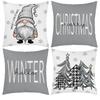 New Christmas Short Plush Pillow Cover Peach Skin Digital Printing Cushion Cover Christmas Snowman Pattern