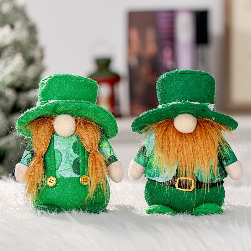St Patrick Day Accessories Rudolph Doll Irish Festival Clover Gnome Faceless Doll Home Party Decor Saint Patrick Ornaments Gifts