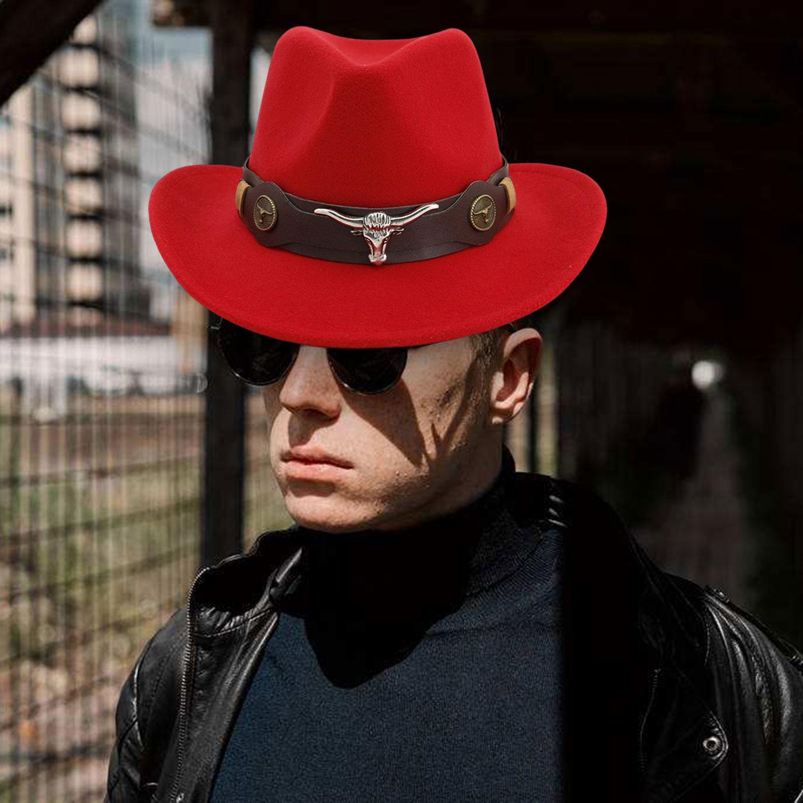 

Fashion Western Cowboy Hat, Props Wide Brim Cosplay Lightweight Comfortable Costume Hat for Travel Camping Holidays Hiking красный