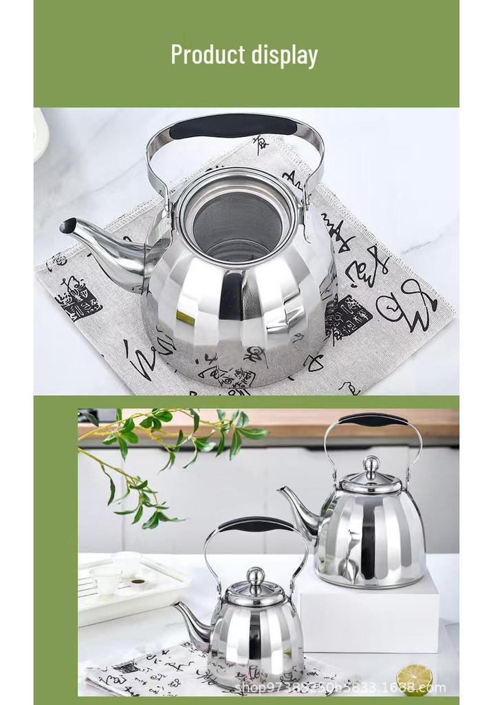 Large Capacity Stainless Steel Teapot with Handle and Filter for Hotel and Restaurant Use