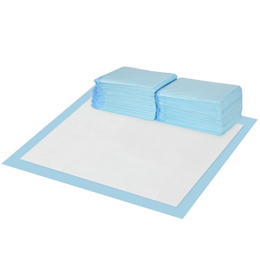 Set of 80 6-Layer Non-Woven, Paper, and PE Dog Toilet Pads, 60x60 cm, Blue and White