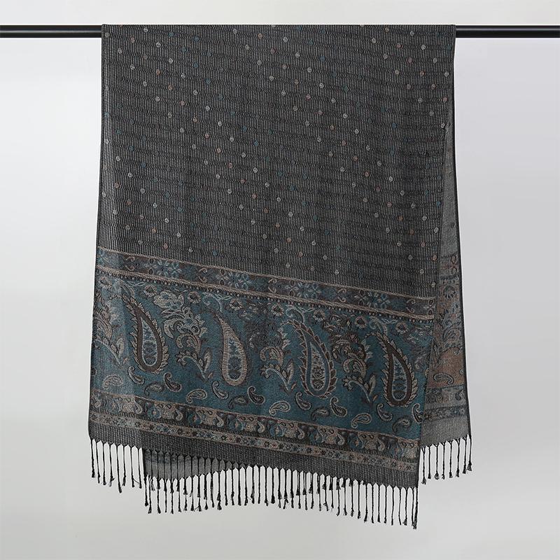Ethnic Style Tassel Blanket Thick Pashmina Winter Warm Shawl Wrap Cashmere Jacquard Scarf Women Neckerchief Poncho Wrap Stoles
