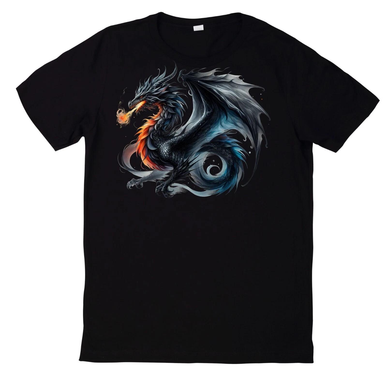 T-Shirt Fantasy Drachen Magischer Drache Motiv Baumwolle XS