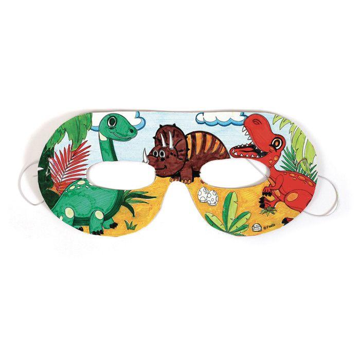 BEUTEL MIT 6 DINOSAURIER-MASKEN ZUM AUSMALEN