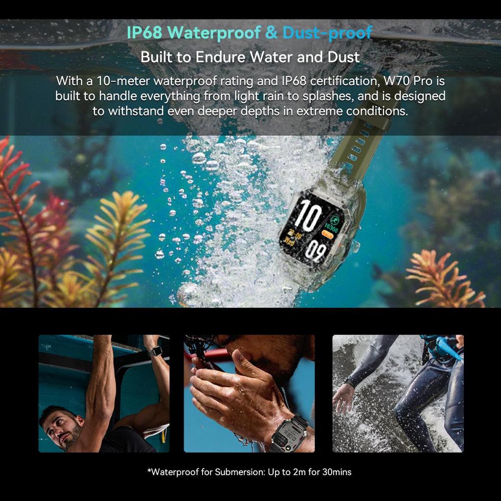 Blackview W70Pro Smart Watch, 2.01" HD Screen, 900mAh Battery, 120+ Sports Modes, IP68 Waterproof