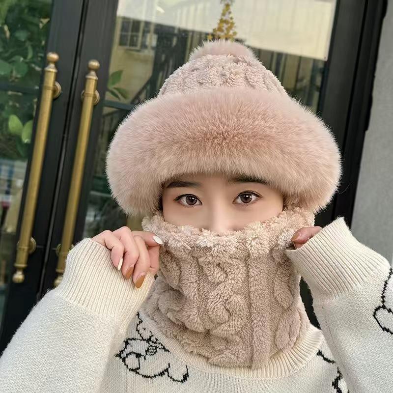 Women's Autumn Winter Baotou Neck Mask Integrated Ear Protection Windproof Hat Parent Thickened Warm Hat