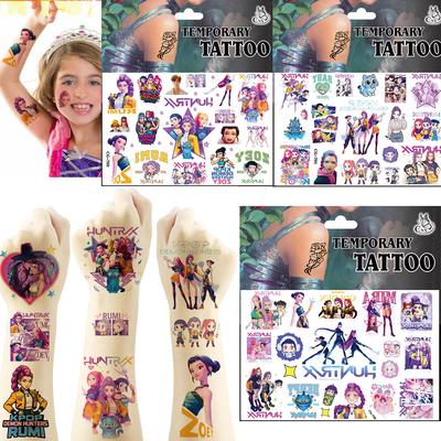 Adesivos de Tatuagem Temáticos de Caçadores de Demônios Decoração de Aniversário Adesivos de Festa KPOP Anime Enchimento de Presente Suprimentos para Festa de Chá de Bebê Infantil