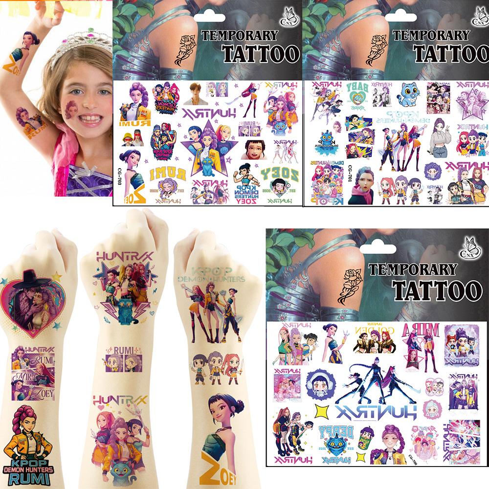 Dämonenjäger Thema Tattoo Aufkleber Geburtstagsdekoration KPOP Anime Party Aufkleber Geschenkfüller Kinder Babyparty Partyzubehör