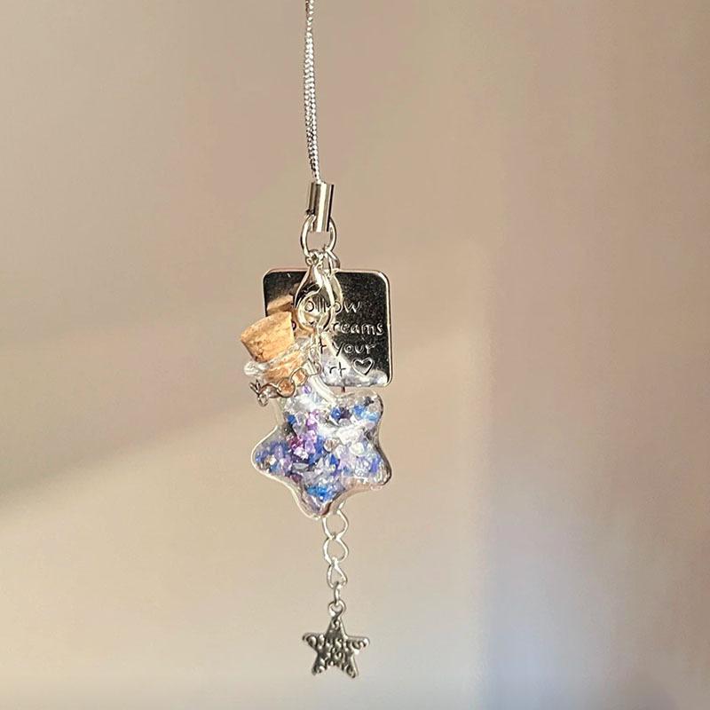 Jellyfish Star Lucky Leaf Wind Chime Keychain & Phone Lanyard Pendant