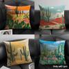 Cactus Cushion Cover Natural Linen Organic Fabric Double-Sided Printing Sofa Home Decor Gift Pillow Case