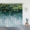 Stone Brick Wall Shower Curtain,Ivy Green Leaves Climbing On Rustic Marble Rocks Stone Wall Fabric Bathroom Shower Curtains