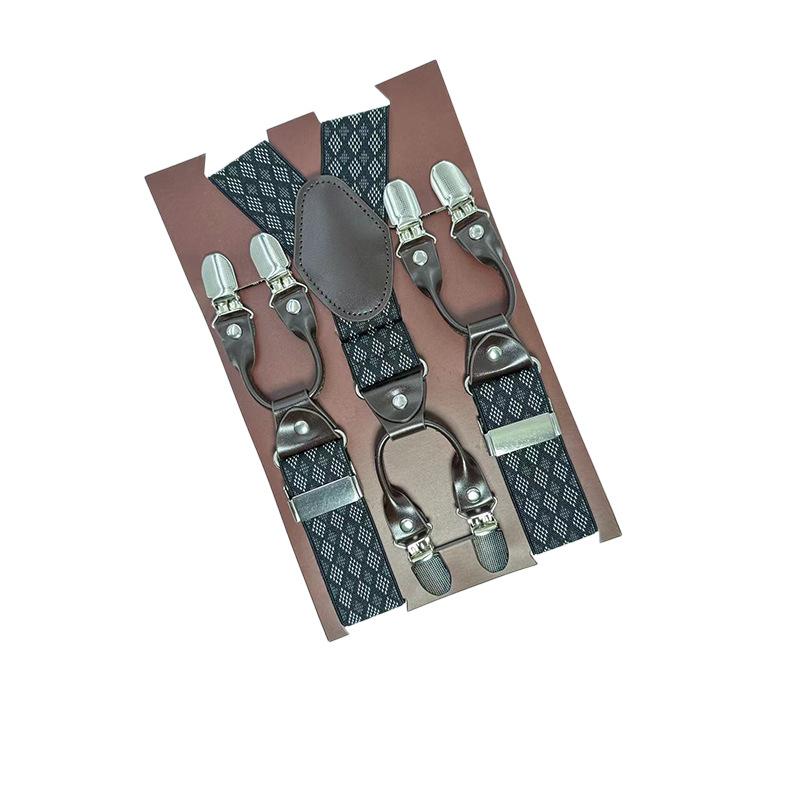 6 Clips Men'S Suspender Belt, Strap Thickened Elastic Belt, High-Quality Hardware Accessories