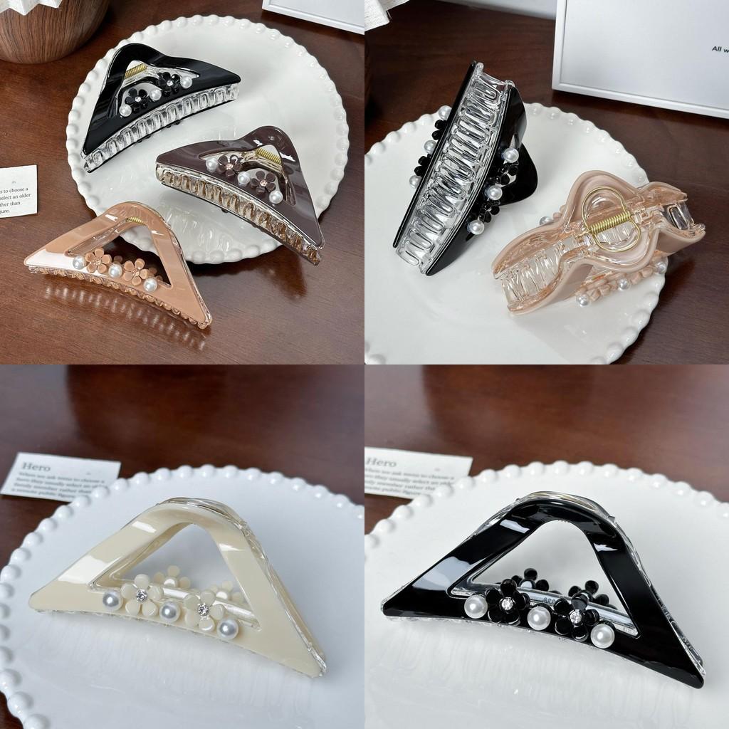 Elegant Large Pearl And Rhinestone Hair Claw Clip In Multiple Stylish Colors For Chic Updos