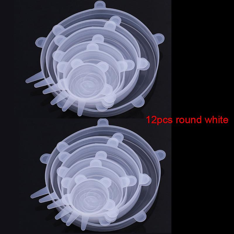 6/12Pcs/Lot Silicone Stretch Lids Universal Taper Pot Bowl Food Wrap Sealed Cover for Kitchen Cookware