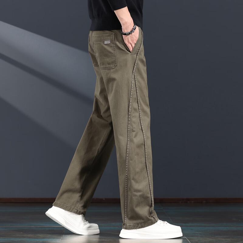 

Jie Leinuo Men s Pure Cotton Slim-Fit Straight Casual Pants XL