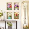 Four-panel Painting of Simulated Flower Vases for Study, Living Room, Home Background and Wall Decoration Stickers
