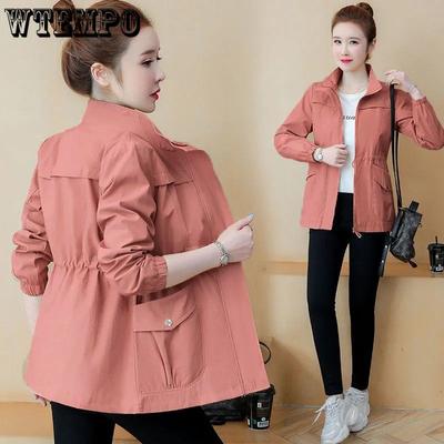 Women's Short Jacket Spring and Autumn Versatile Plus Size Jacket Solid Color Loose Waist Jacket Top