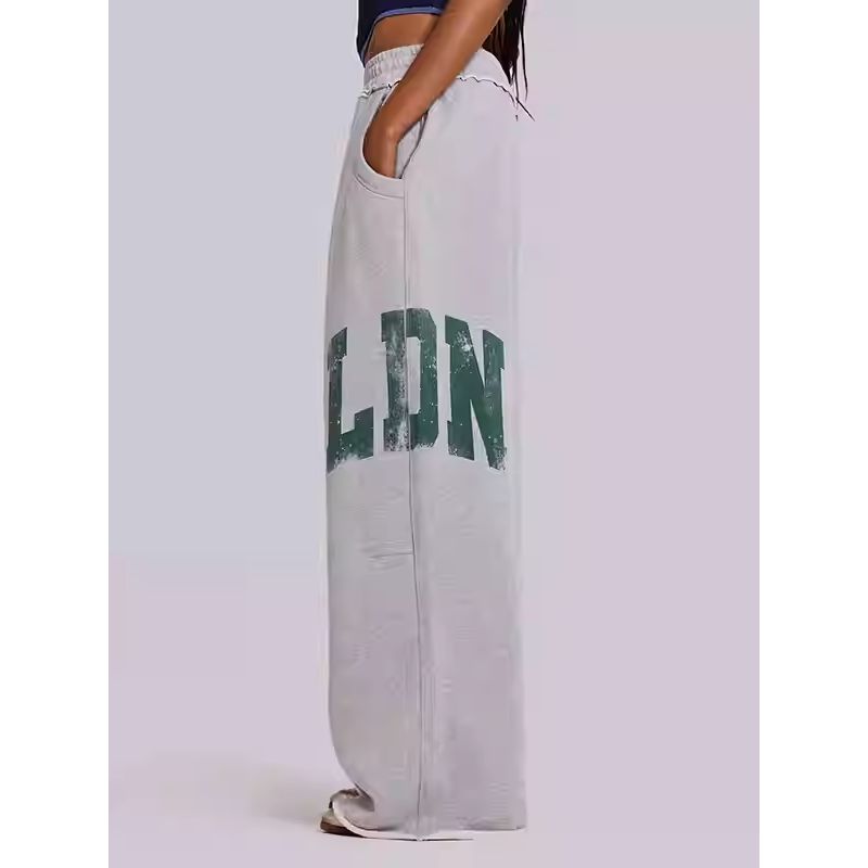 

Jaded London Spring and Autumn New Same Style European and American Fashion Retro Gyaru Style Men s and Women s Straight Wide-Leg Pants Sweatpants Light gray S