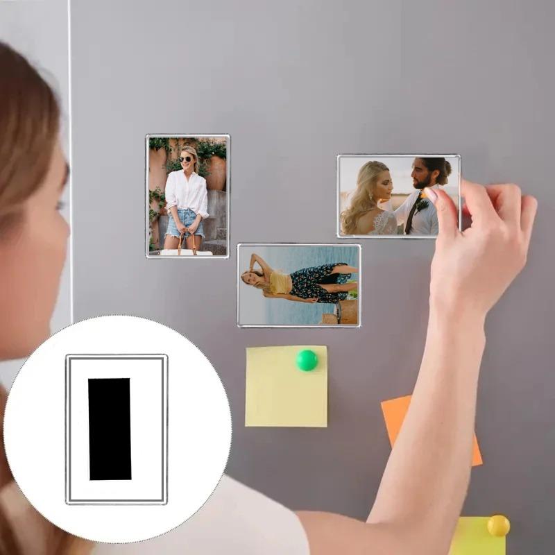 Acrylic Magnetic Pitcture Frame Double Sided Clear Fridge Magnetic Frames DIY Insert Display Holders Home Organizer Decoration
