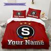 Benutzerdefinierte Bettwäsche AC Sparta Prag, Steppbett-Set, Bettbezug, Kissenbezug, Heim-Geburtstagsgeschenk(1 Bettbezug + 2 Kissenbezüge, ohne Füllung) -HE11