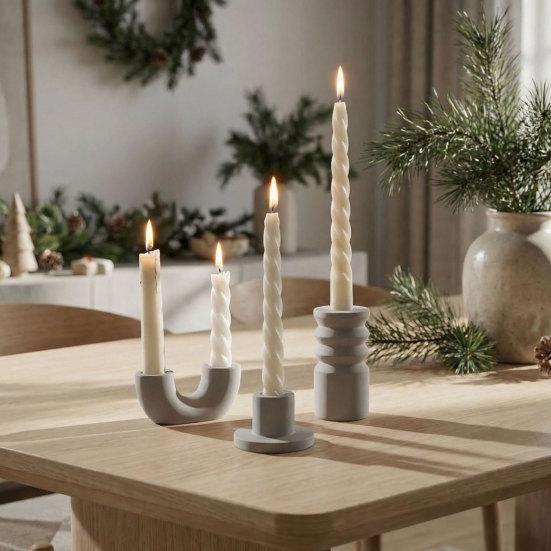 Portacandele in Cemento, Moderno Supporto Decorativo per Candeliere, Portacandele Conico Nordico per Centrotavola Matrimonio Festa, Scrivania da Pranzo, Mensola