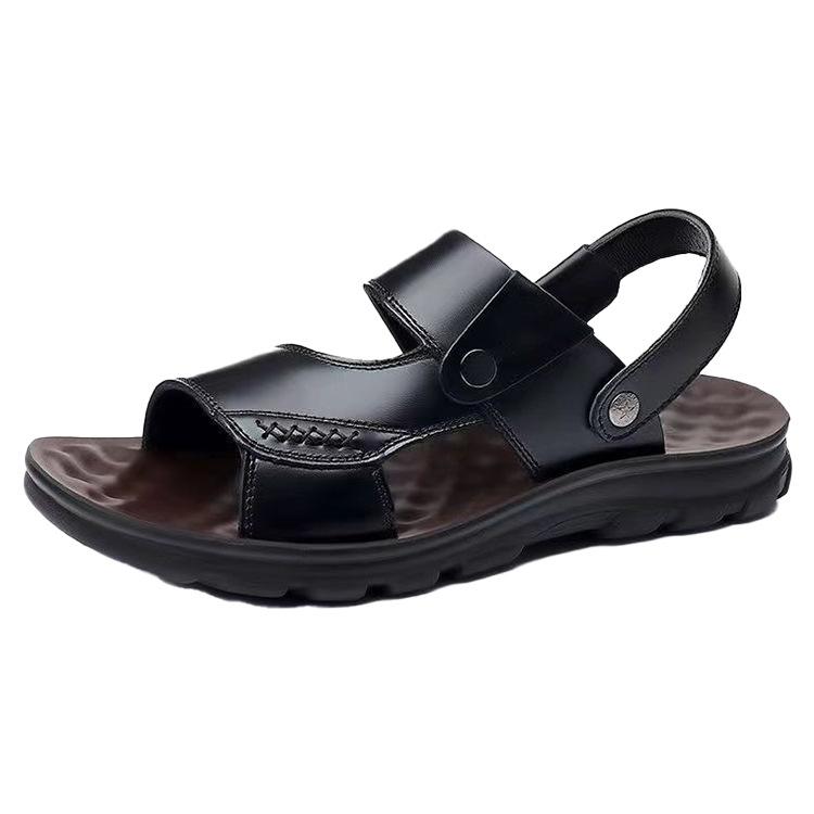 Summer Men's Sandals Leather Beach Shoes Men's Soft Soled Student Sandals Men's Anti Slip Massage