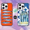 Coque de téléphone Peinture Art Sardine de Poisson Pour iPhone 16,15,14,13,12,11,Pro,Max,Plus,Mini,Magsafe,Coque de Chargement sans Fil Magnétique