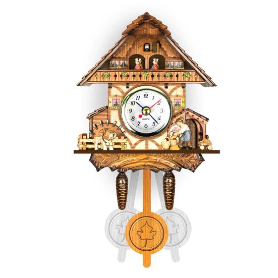 Antique Wooden Hanging Cuckoo Wall Time Alarm Clock Home Living Room Decoration