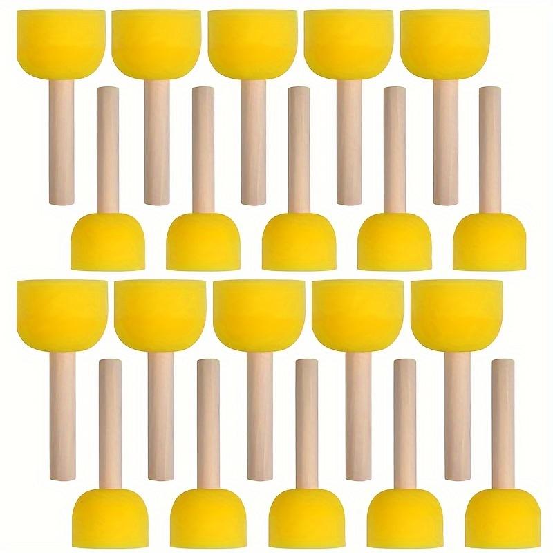 Набор из 20 неперезаряжаемых круглых губчатых кистей на деревянной ручке для рукоделия и рисования - Прочный набор губчатых кистей с деревянной ручкой для DIY-проектов