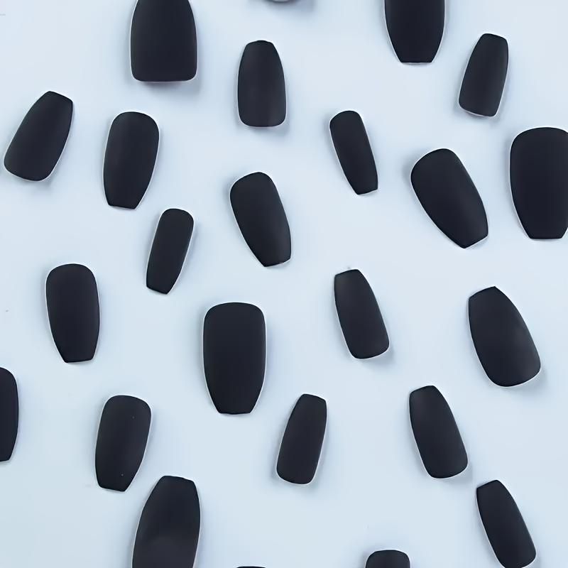 24ks Matte Black Ballet Nails Nails Falešné nehty Umělé nehty Snadná aplikace, Krátká, pohodlná a odolná sada pro každodenní eleganci