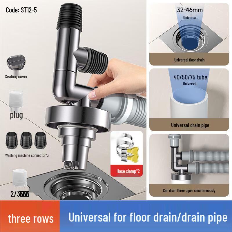 Xuanyong Washing Machine 3-Way Drain Hose Elbow Connector