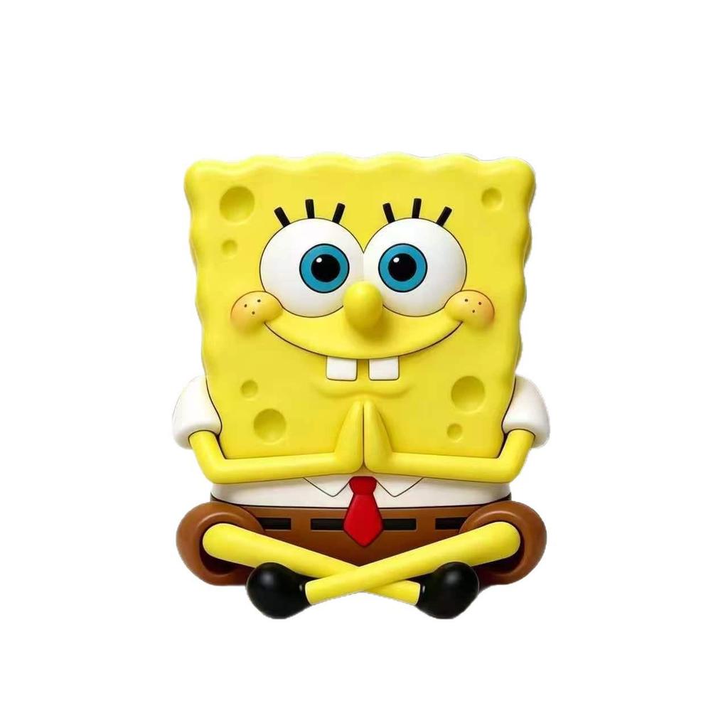 Calm Down SpongeBob Meditation Figurine: Cute Cartoon Desk Ornament