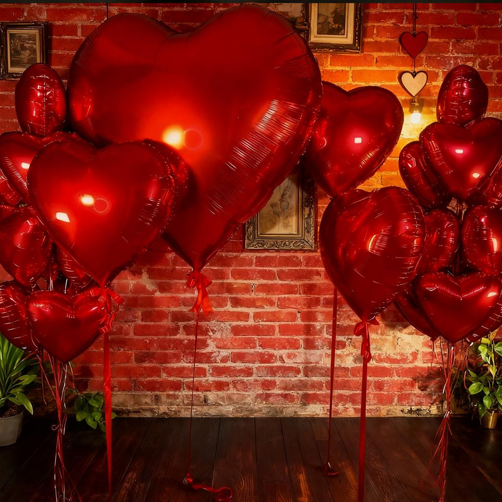 Oversize 63 inch red aluminum foil balloons and 18 inch love balloons Valentine's Day proposal wedding birthday decoration
