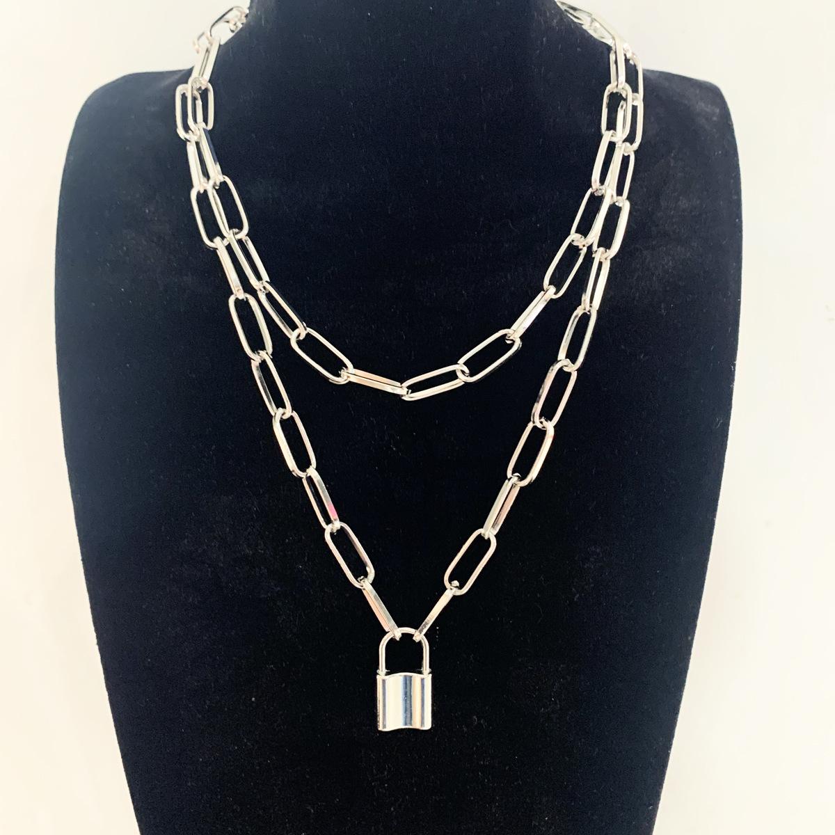 

аксессуары: Винтажный темперамент, персонализированный геометрический кулон, колье с двухслойным замком, модное колье