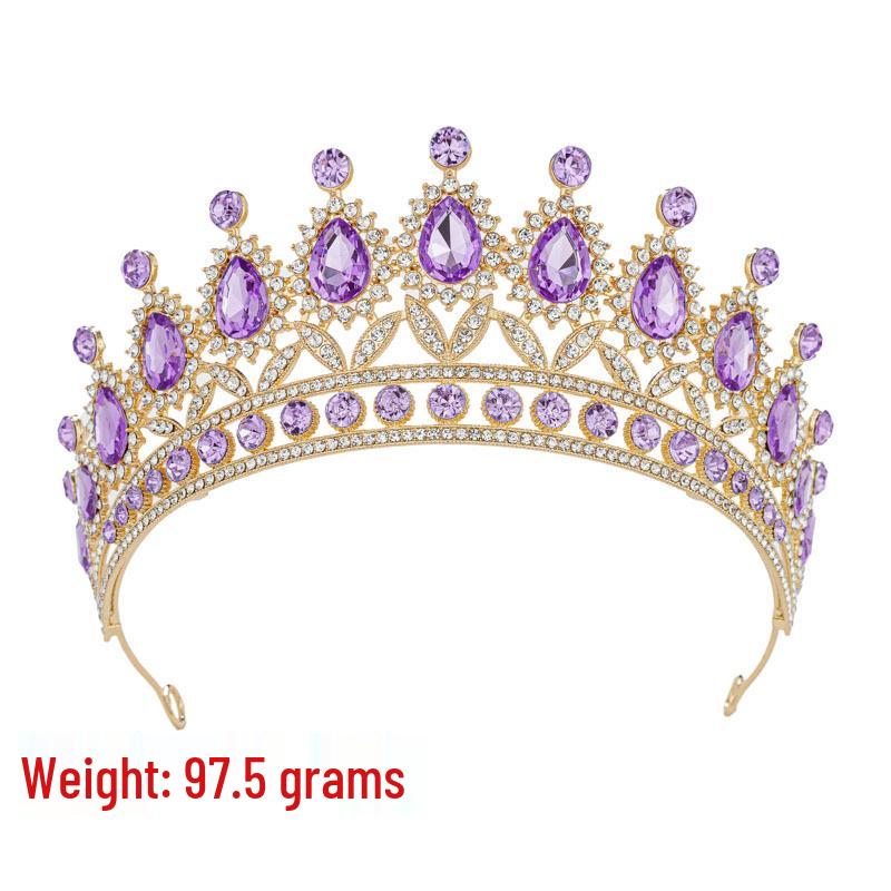 European & American Bride Rhinestone Crown Headband - Baroque Wedding & Evening Hair Accessory
