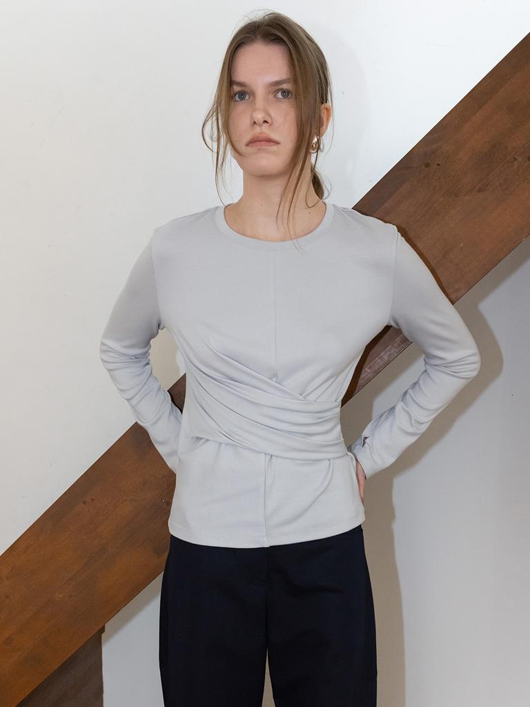 LOEUVRE Wrap Tuck Detail T-Shirt Sw6Se644_2Color