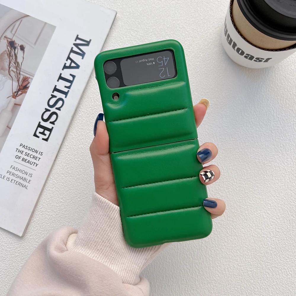 

Fashion Brand Down Jacket Leather Case For Samsung Galaxy Z Flip 6 5 4 3 Z Flip6 Flip5 Flip4 Soft Silicone Shockproof Back Cover Z Flip 5