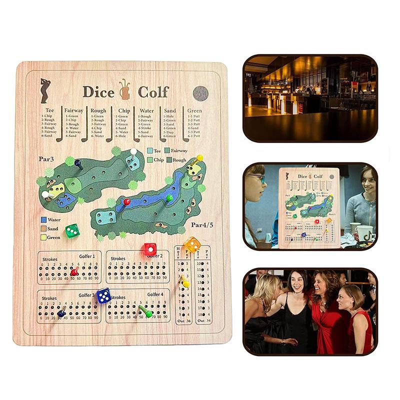 Würfel-Golfspiel, Golf-Brettspiel, Ein Golf-Würfel-Brettspiel, Holz-Tisch-Golf-Würfelspiel, Lustiges, herausforderndes Golf-Würfelspiel