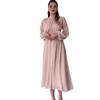 2024 Herbst Damen Einfarbig Rundhals Rüschen Langkleid