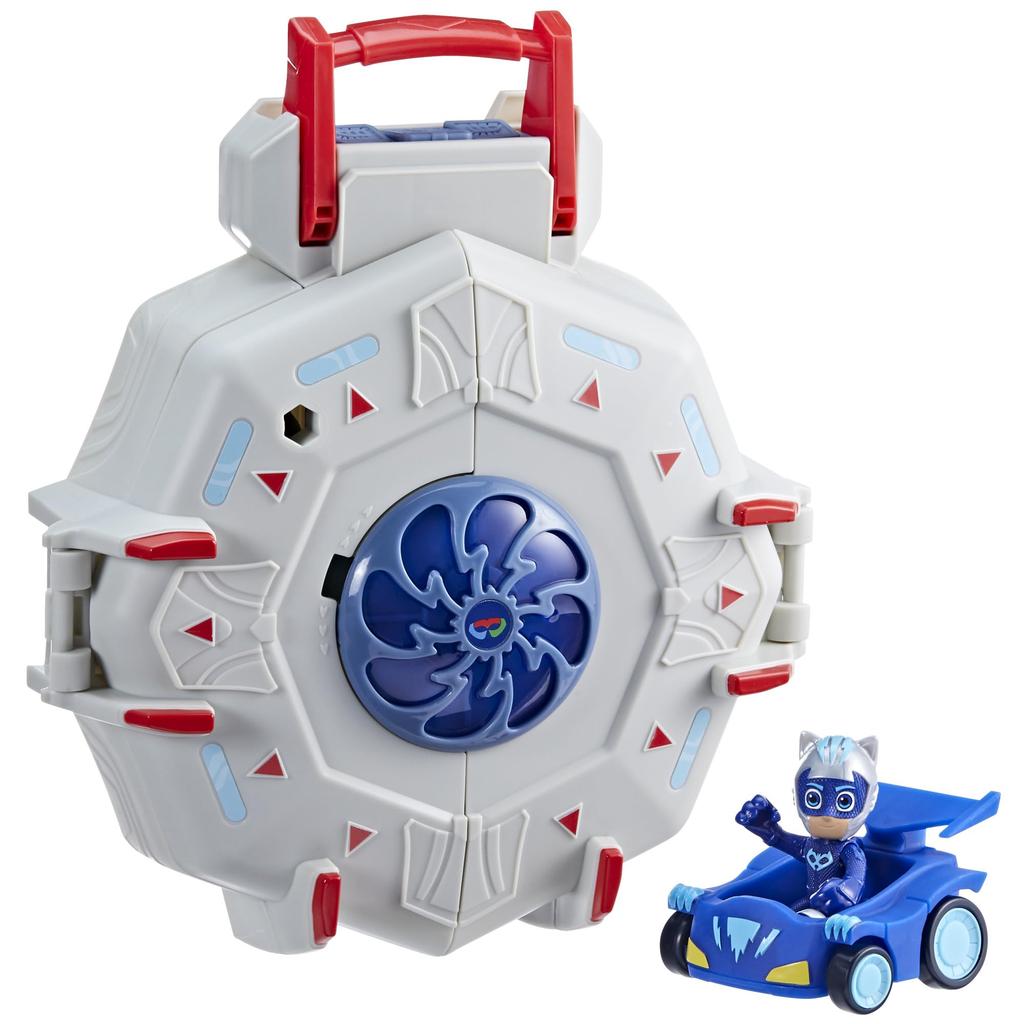 PJ Masks Power Heroes PJ Power Q Playset with Headquarters Vehicles and Superhero Toy for Boys and Girls Ages Set, Figures, 3+